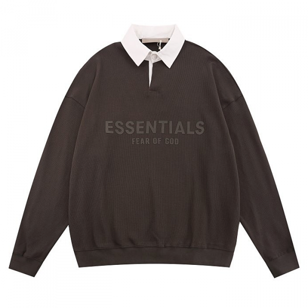 FEAR OF GOD ESSENTIALS 톤온톤 로고 와플 헨리 럭비 셔츠