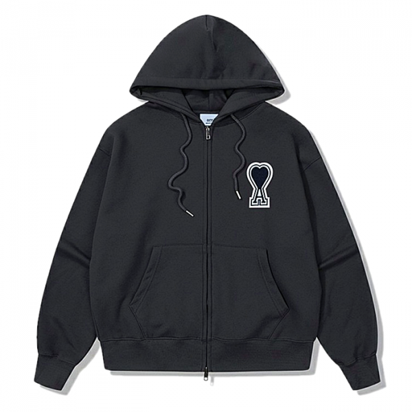 AMI 블랙 빅패치 쭈리 후드집업 152