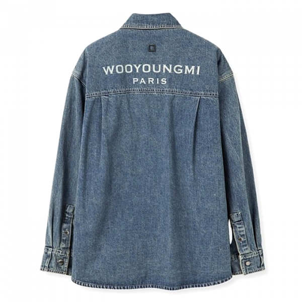 WOOYOUNGMI 솔리드 백로고드 데님셔츠