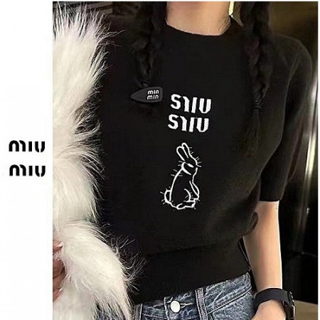 MIU MIU 레터링 래빗 니트