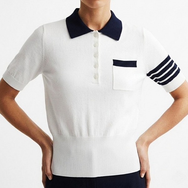 THOM BROWNE 헥터 카라 반팔니트  9727