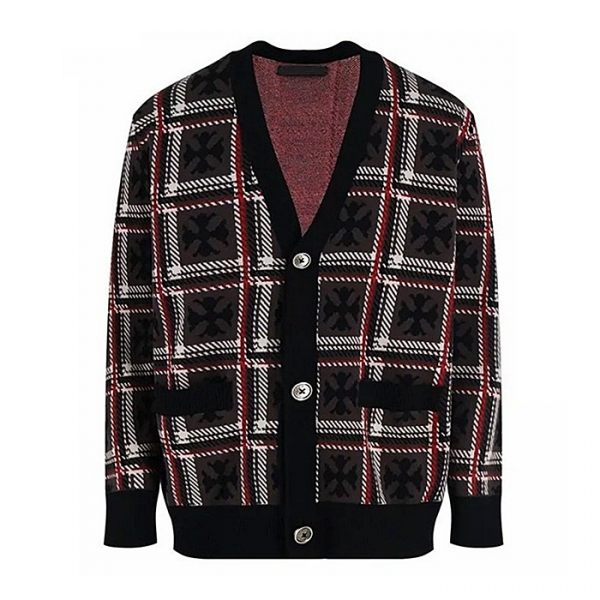 Chrome hearts 캐시미어 체크 가디건 니트