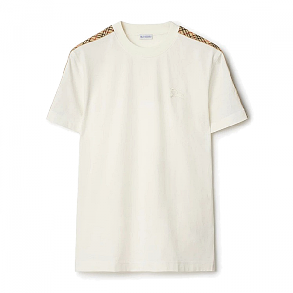 BURBERRY 숄더 체크 트리밍 반팔티셔츠