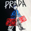 PRADA 휴먼로고 반팔 라운드 티셔츠