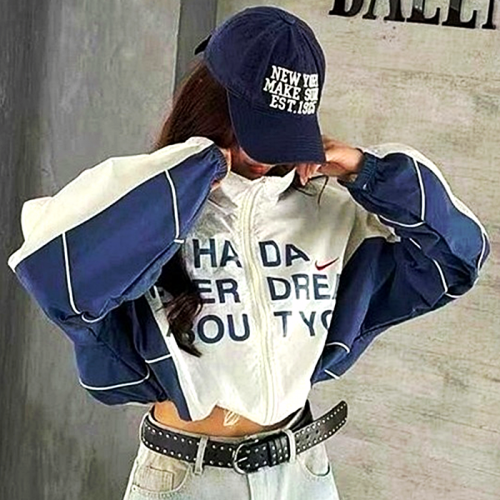 NIKE 스포티 배색 스트링 점퍼