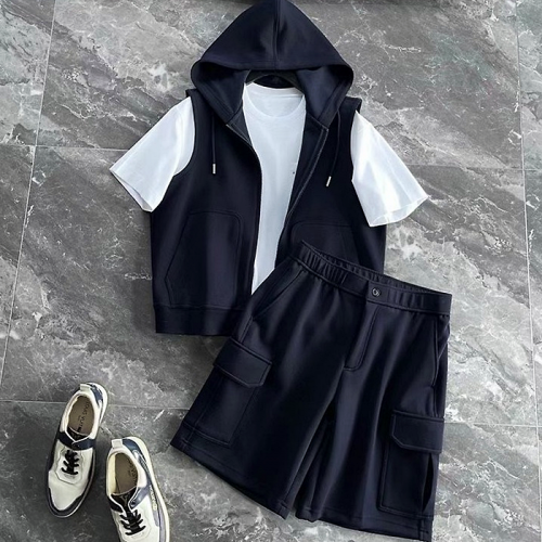 BRUNELLO CUCINELLI 스트리트 실루엣 지퍼 후드조끼 & 팬츠 SET