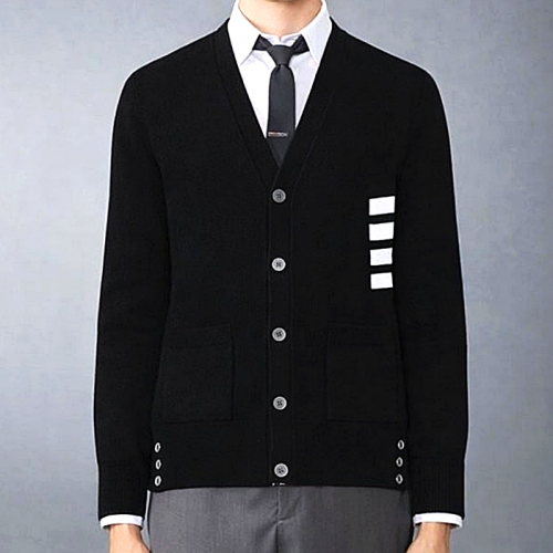 THOM BROWNE 밀라노 사선 4바 브이넥 가디건