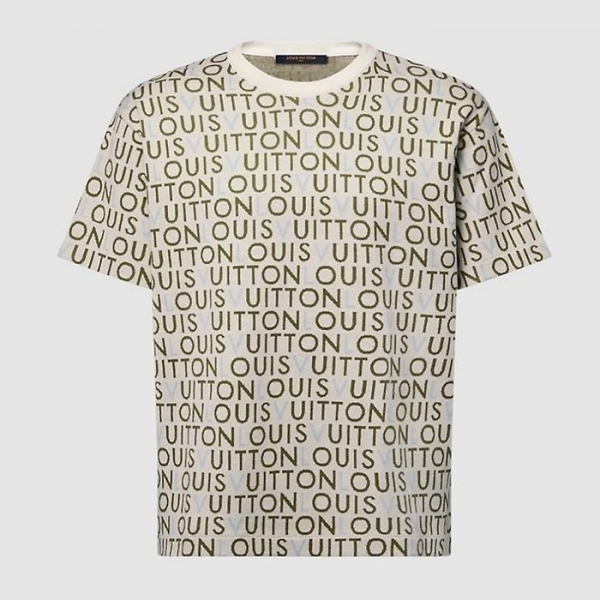 LOUIS VUITTON 자카드 시그니처 쇼트 슬리브드 크루넥 니트