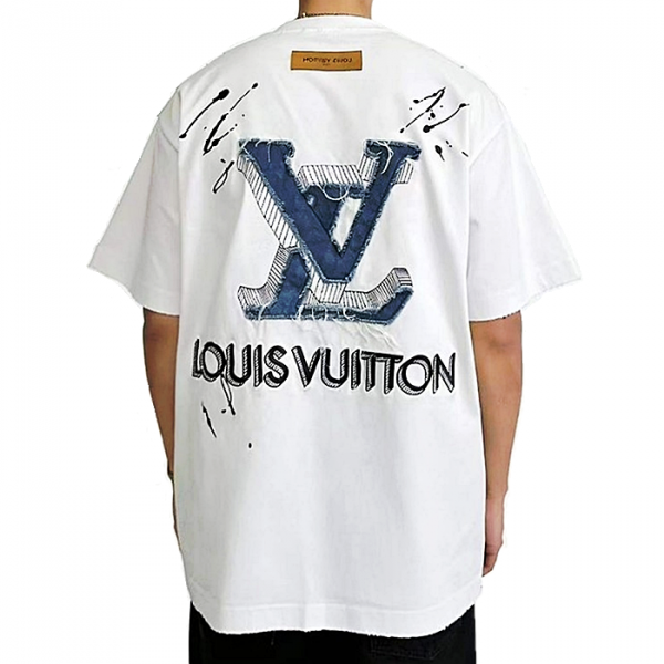 LOUIS VUITTON LV 데님 자수 로고 티셔츠