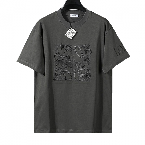 LOEWE 식물 모티프 아나그램 반팔 티셔츠