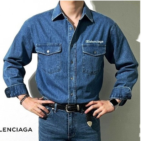 발렌시*가 BB 레터링 데님셔츠