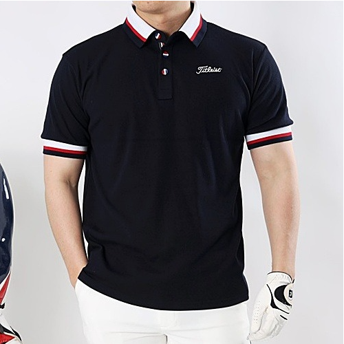 타이틀리*트 버튼삼색 면 반팔