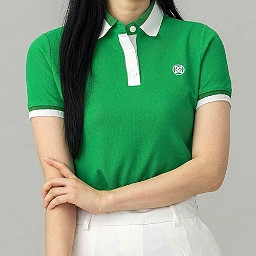 지*어 우먼 엠보스드 쿼터 짚 폴로 셔츠