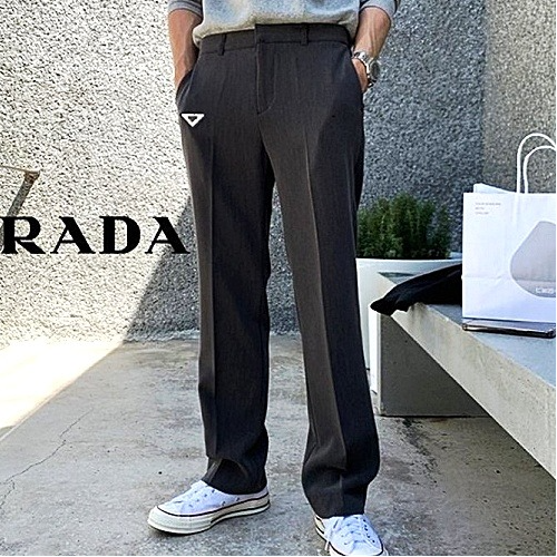 PRADA 스페이스 뒷밴딩 스트레이트 핏 슬렉스 바지