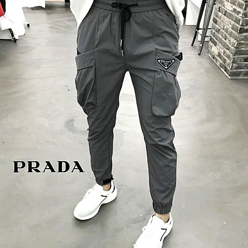 PRADA 삼각로고 스트레치 아이스 카고 조거팬츠