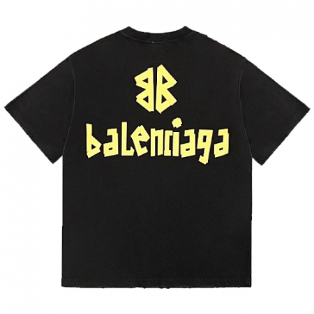 발렌시*가 BALENCIAGA BB로고 워싱 티셔츠