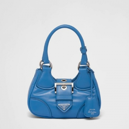 프라다 문 패딩 나파 가죽 핸드백 블루