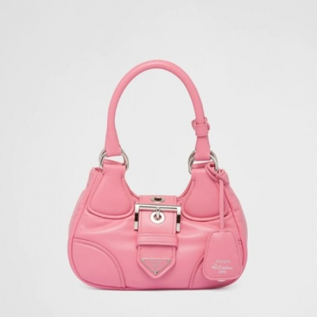 프라다 문 패딩 나파 가죽 핸드백 핑크