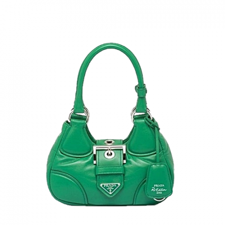 프라다 문 패딩 나파 가죽 핸드백 그린