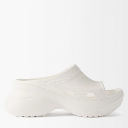 발렌시아가 X 크록스 플랫폼 풀 슬라이드 샌들 화이트