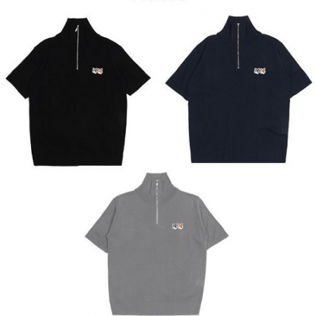 메종키*네 더블패치 집업 반팔