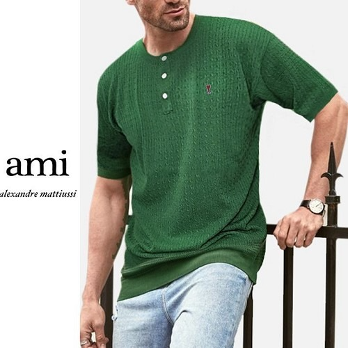 아* 버튼다운 꽈배기 라운드 니트