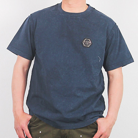 필립 플*인 워싱 qp패치 라운드 오버티셔츠