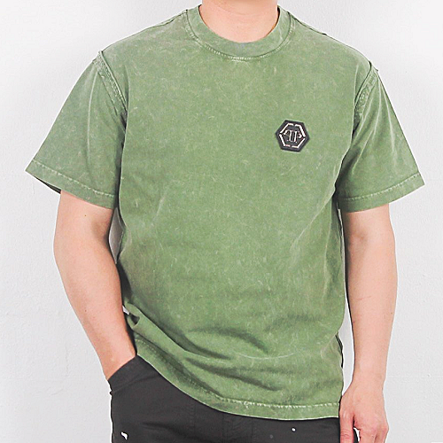 필립 플*인 워싱 qp패치 라운드 오버티셔츠