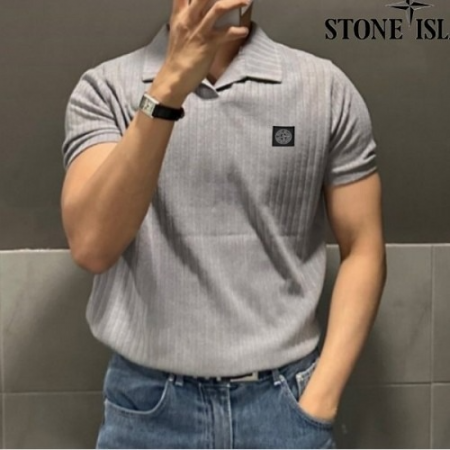 STO*E ISLA*D 머슬핏 골지 카라 반팔티