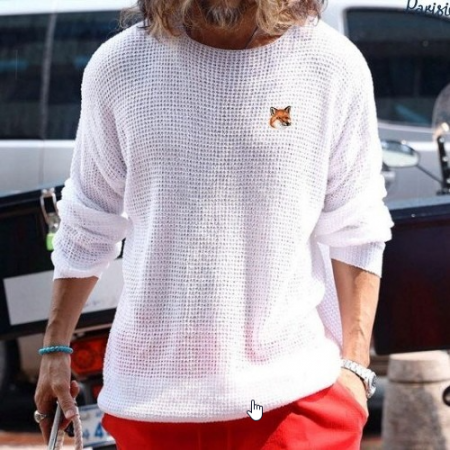 메종키*네 모먼트 와플 와펜 시스루니트