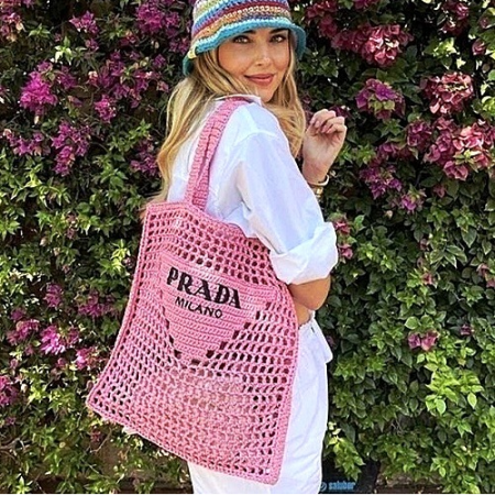 PRADA 라피아 토트 백