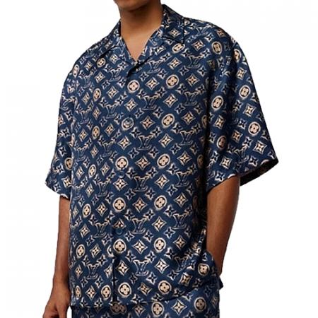 LOUIS VUITTON 실크드 모노 숏슬리브 셔츠