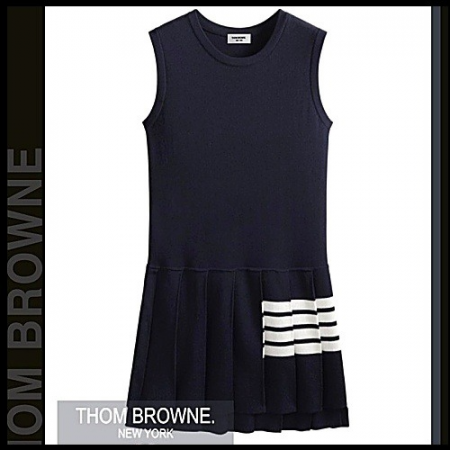 THOME BROWNE 플리츠 민소매 니트 원피스