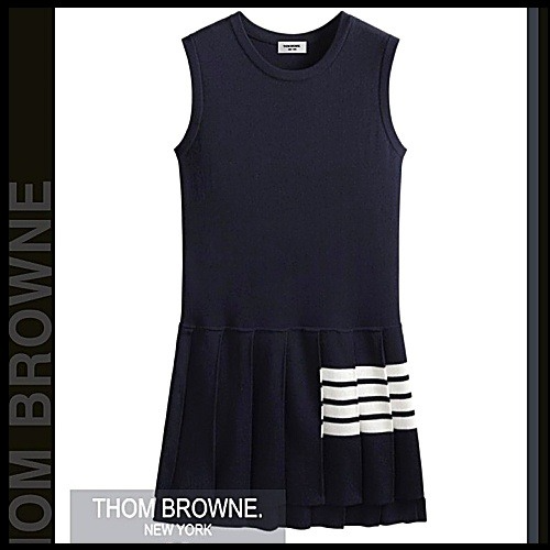 THOME BROWNE 플리츠 민소매 니트 원피스