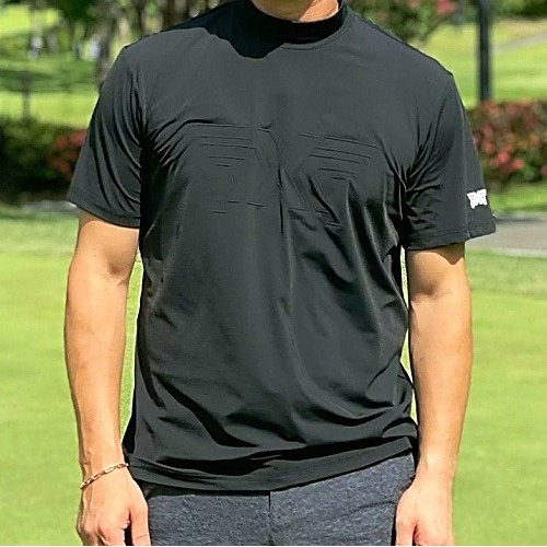 P*G 썸머 빅 로고 모크넥 쇼츠 슬리브 티셔츠