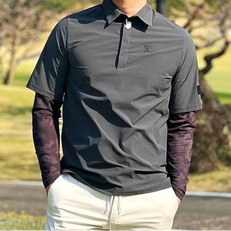 ANEW 우븐 레이어드 롱슬리브 티셔츠