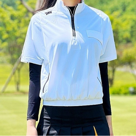 P*G 우먼 숏 슬리브 우븐 베스트