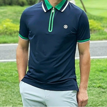 G/FORE 지*어 Tri-Colour 집업 폴로 티셔츠