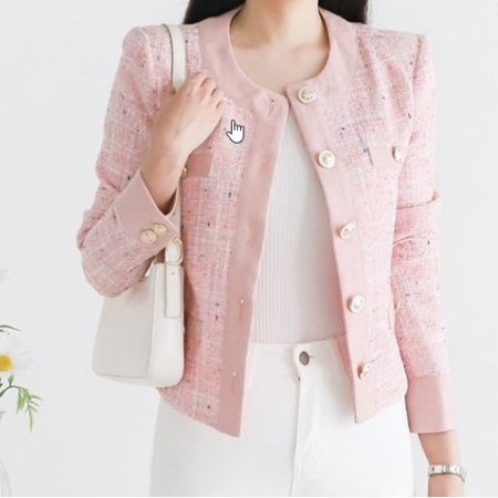 셀*느 TWEED ROUND NECK CROP JACKET