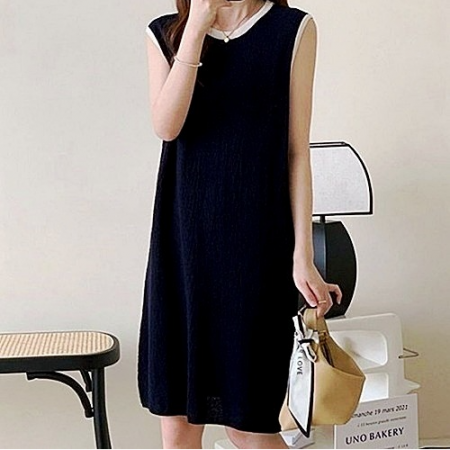 CELINE 리아 배색 민소매 원피스