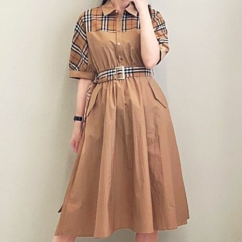 BURBER*Y 빈티지 체크 루즈핏원피스