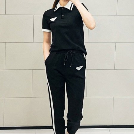 PRA*A 네오프랜 스트라이프 반팔&조거셋업