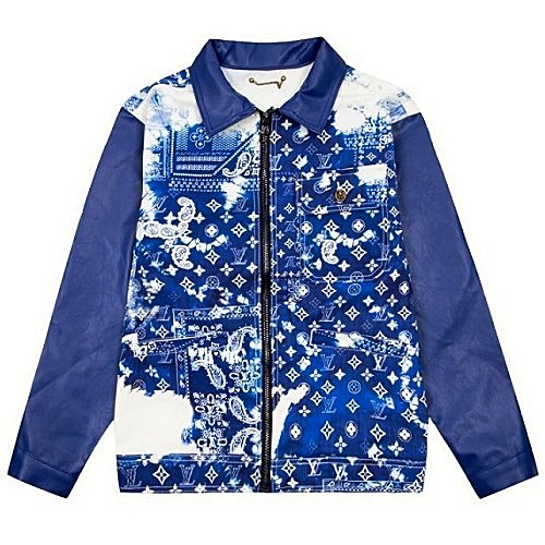 LOUIS VUITTON 페이즐리 모노그램 레더 믹스 자켓