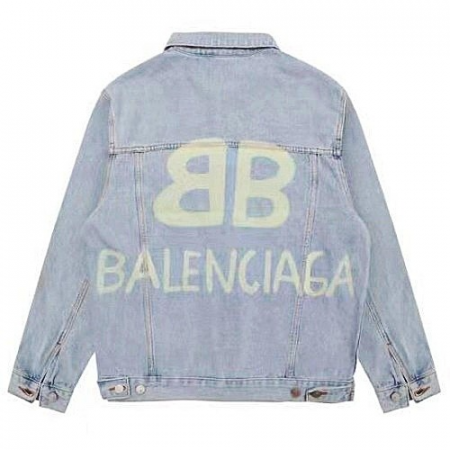 BALENCIAGA 스프레이 로고 데님 자켓