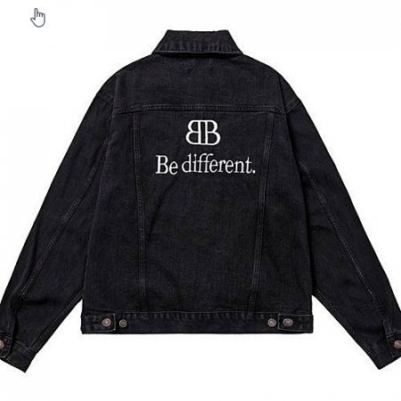 BALENCIAGA 디프런트 자수 백로고 데님 자켓
