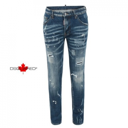 DSQUAR*D2 빅 가죽패치 덧댐 슬림 일자진