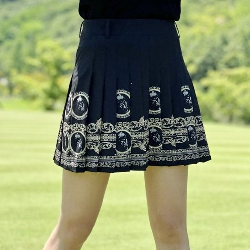 유* 골드 엠파이어 플리츠 스커트