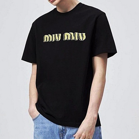 MIUMIU 오버랩 웨이브 티셔츠