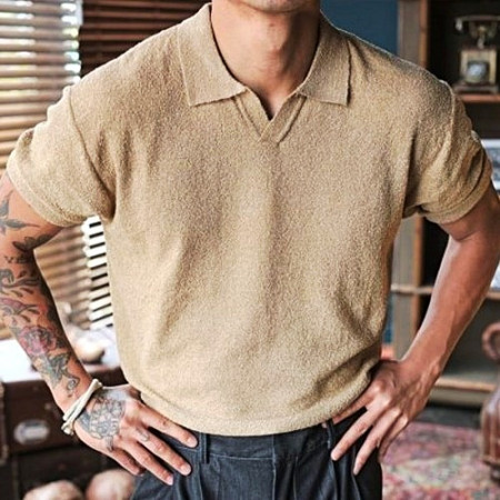 보테가베*타 부클 오픈카라 티셔츠