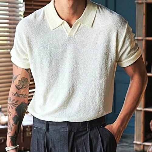 보테가베*타 부클 오픈카라 티셔츠